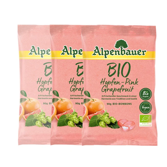 Alpenbauer Bio Bonbons Hopfen-Pink-Grapefruit, 19x90g