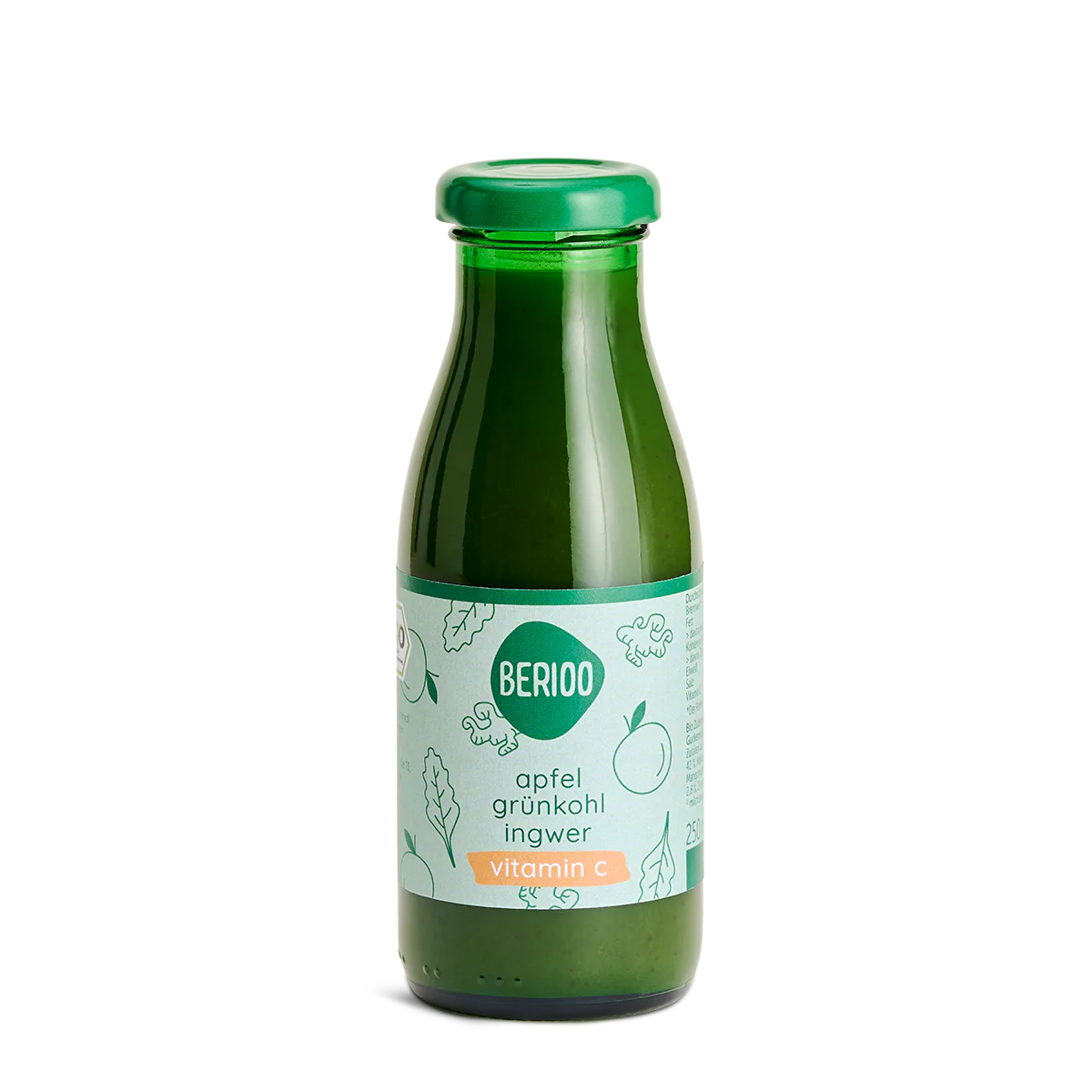 Berioo Saft: Apfel, Grünkohl, Ingwer - Bio & Vegan, 250ml