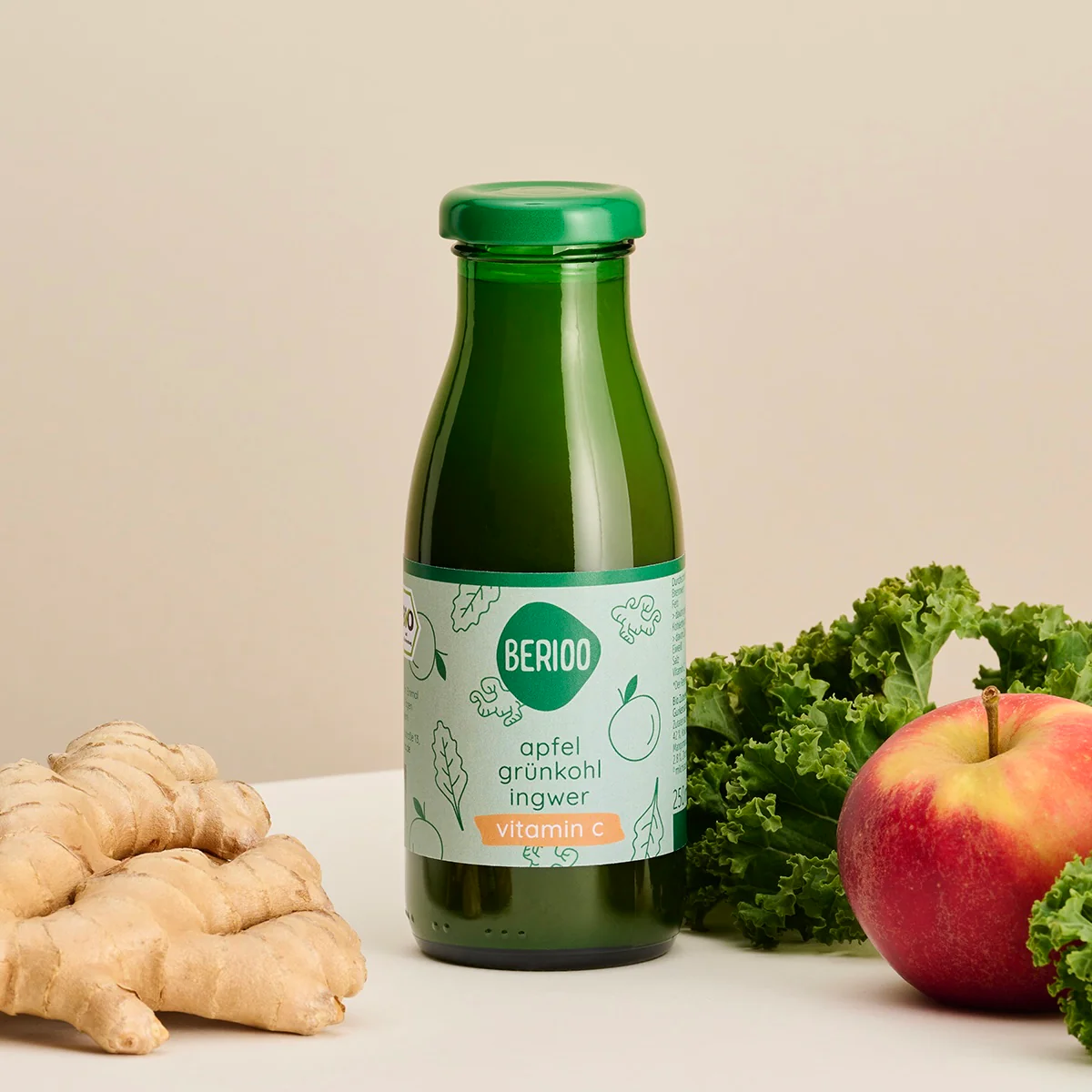 Berioo Saft: Apfel, Grünkohl, Ingwer - Bio & Vegan, 250ml - Image 3