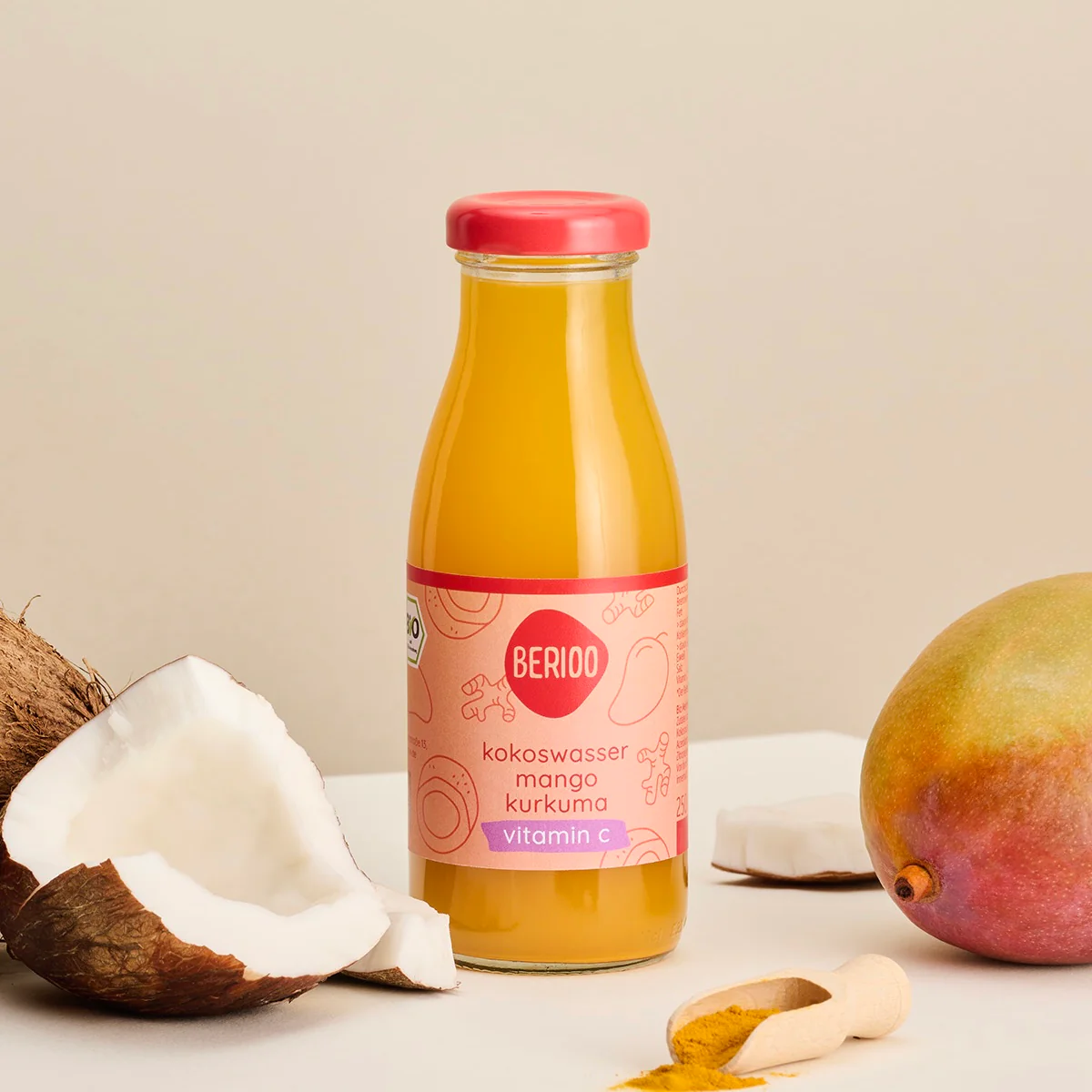 Berioo Saft: Kokoswasser, Mango, Kurkuma - Bio & Vegan, 250ml - Image 3
