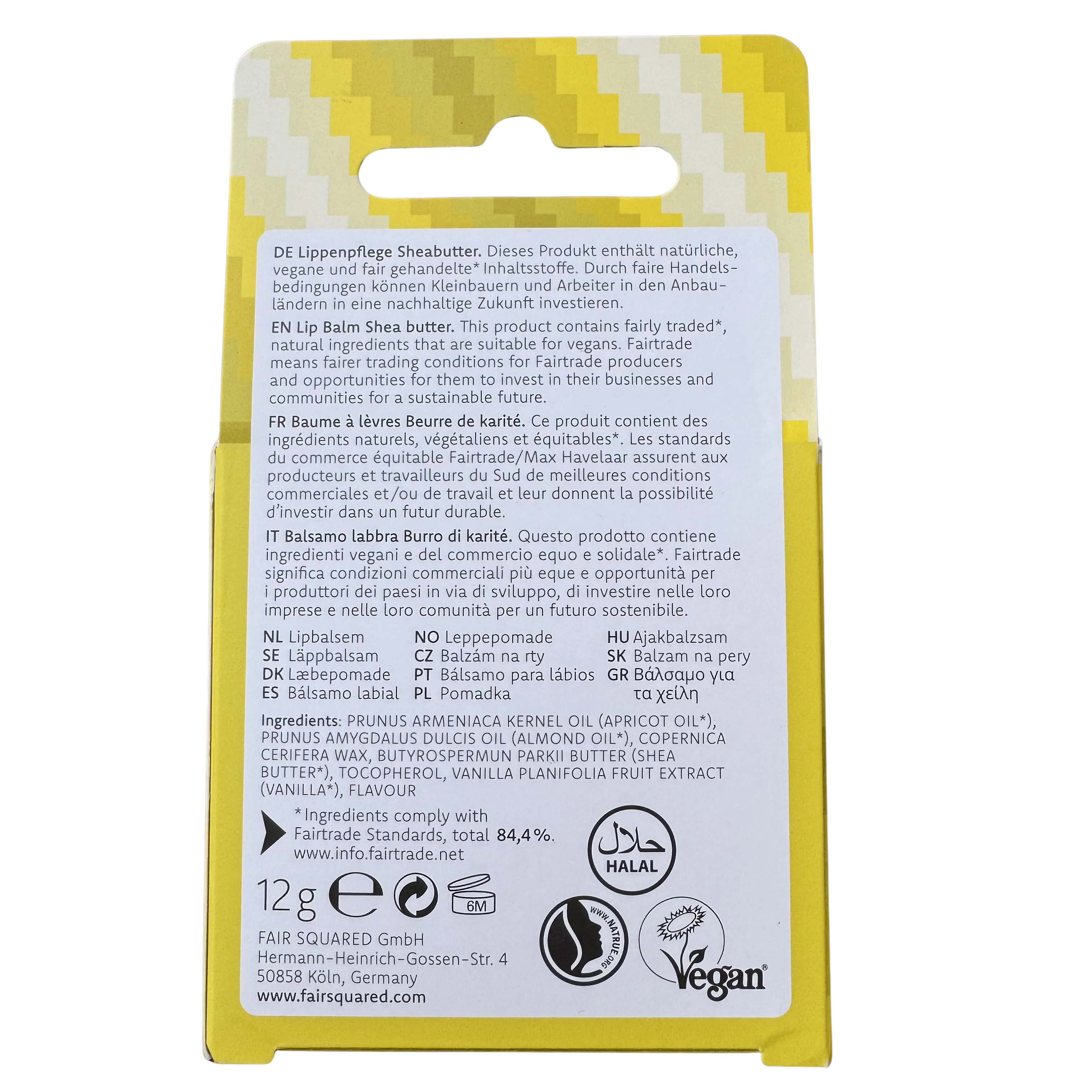 FAIR SQUARED Lip Balm Shea - Vegan & Halal, 12 gr - Image 2