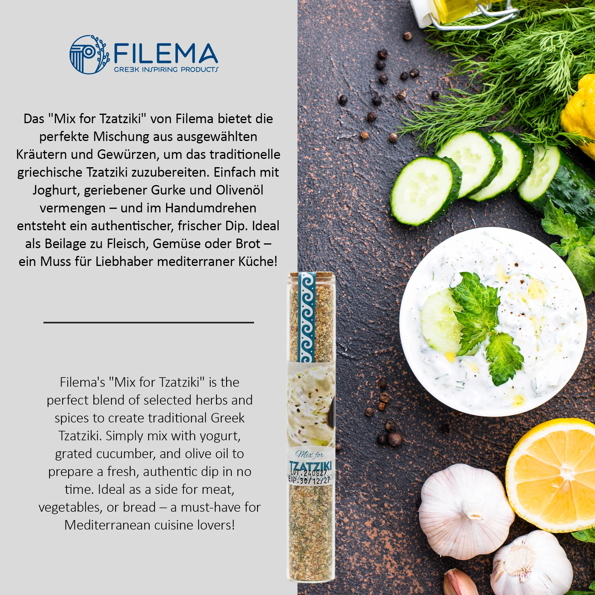 FILEMA Tzatziki-Gewürzmischung - Vegan, 35g - Image 3