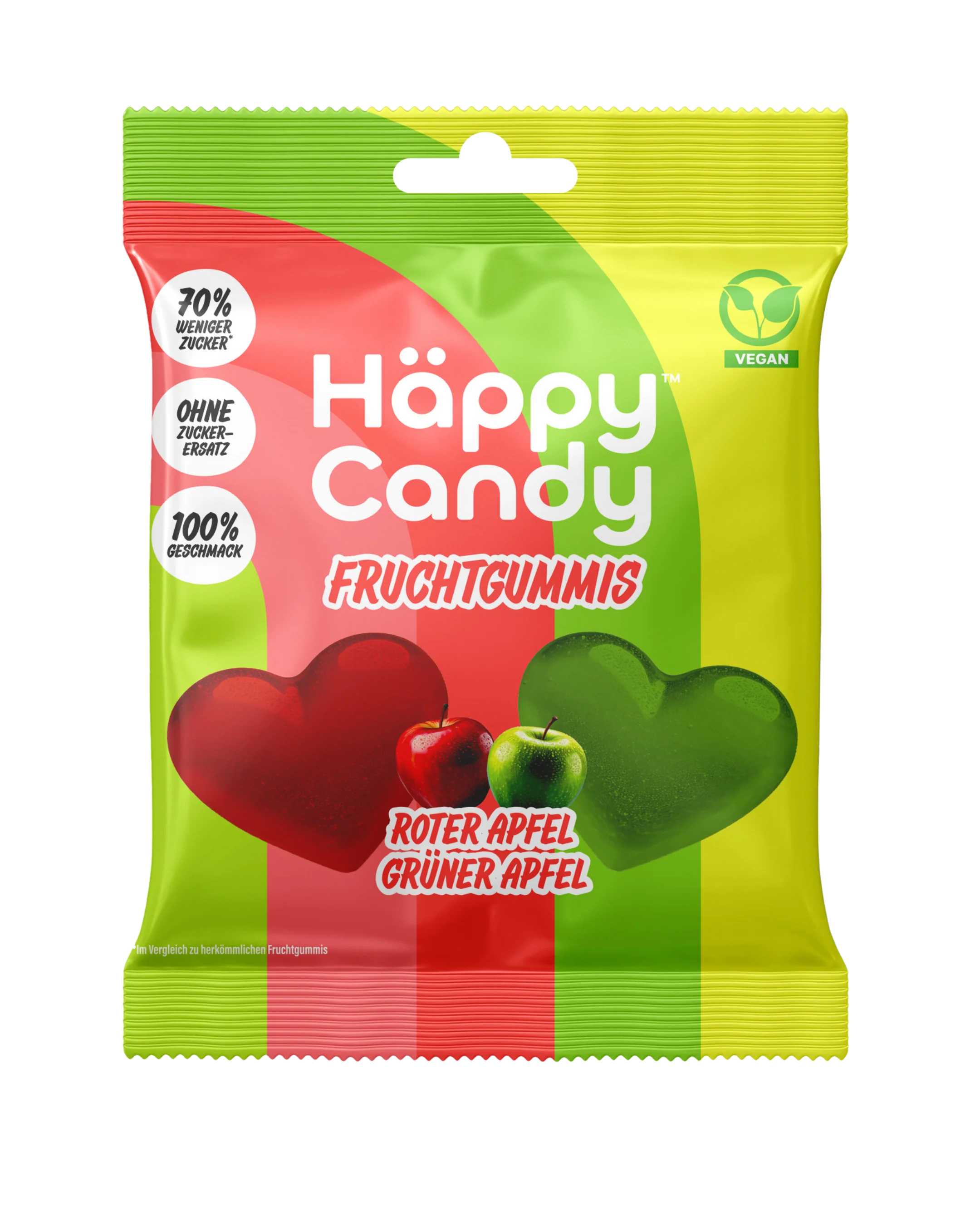 Häppy Candy - Vegane Fruchtgummis Grüner & Roter Apfel, 100g