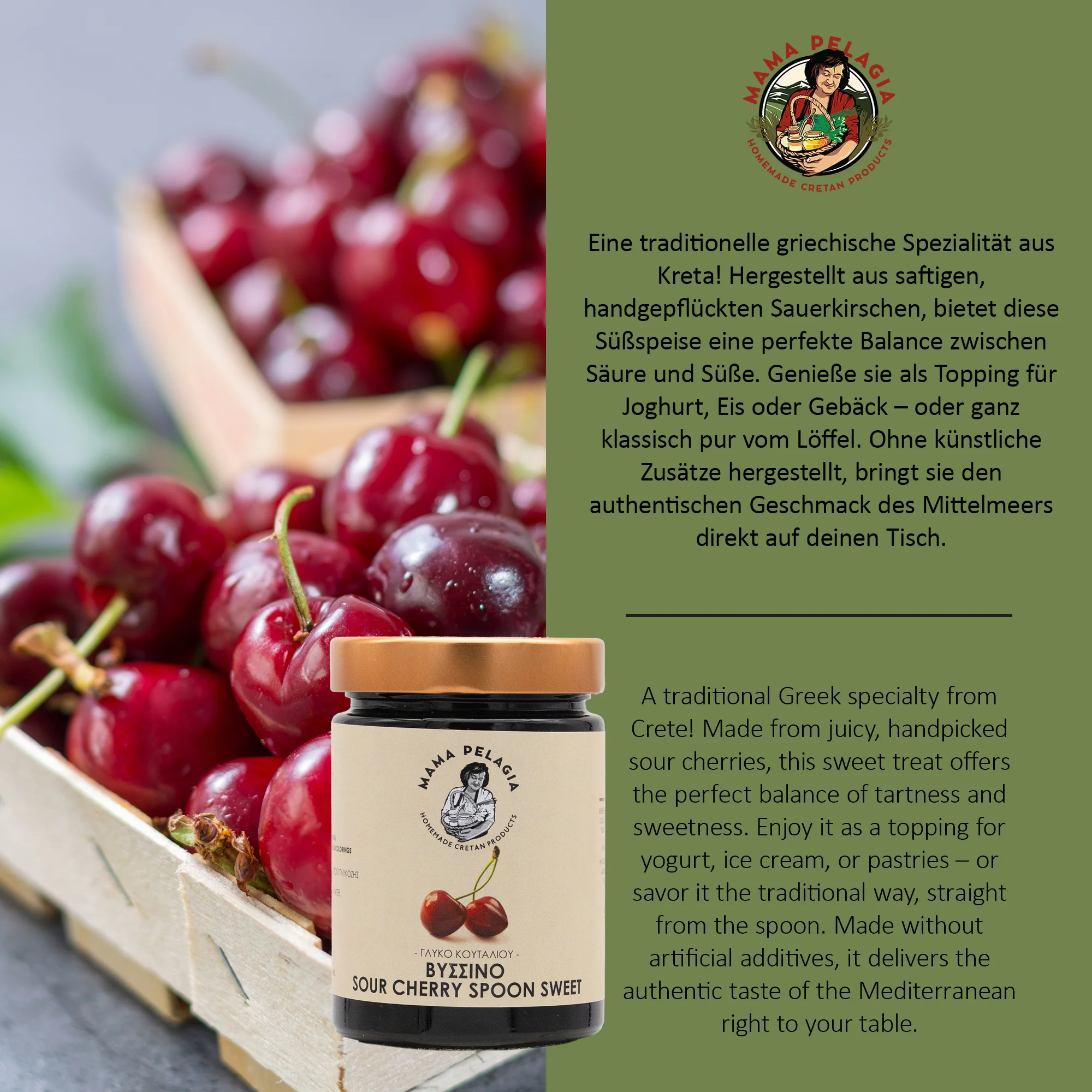 Mama Pelagia Sauerkirsch Marmelade - Vegan, 400g - Image 3