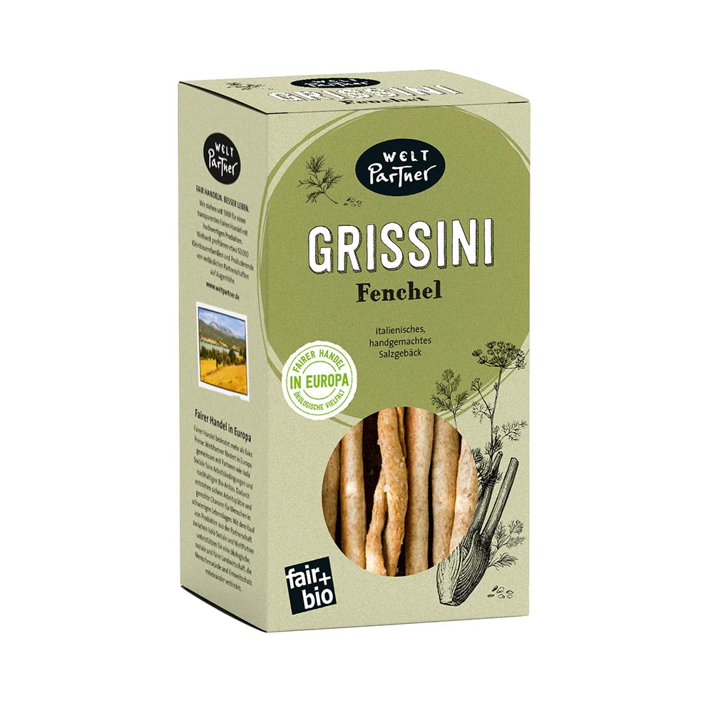 WeltPartner Grissini - Bio Italienisches Salzgebäck mit Fenchelsamen, 175g